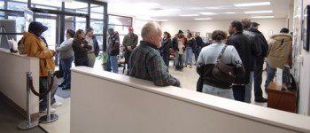 Waiting in line at the NC Employment Security Office in Charlotte.