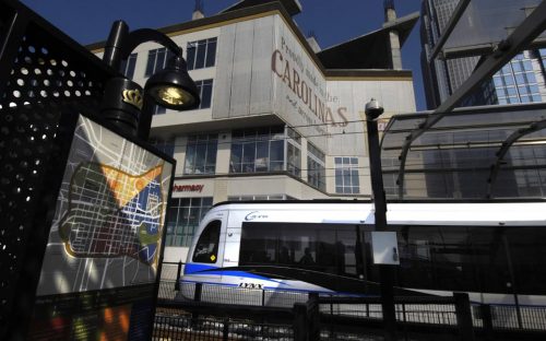 The CATS light rail station on Trade Street.