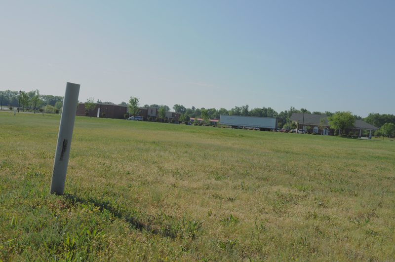 View towards Aldi's grocery store and bank.