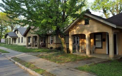 Belmont: Note three houses in a row with arched porches, on Pegram Street.