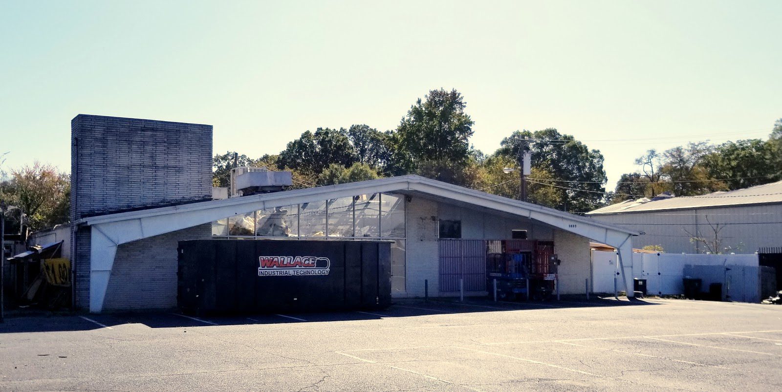 An abandoned laundromat.