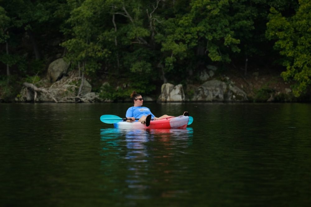 Paddling on the Falls Reservoir near Badin. Photo: Nancy Pierce.