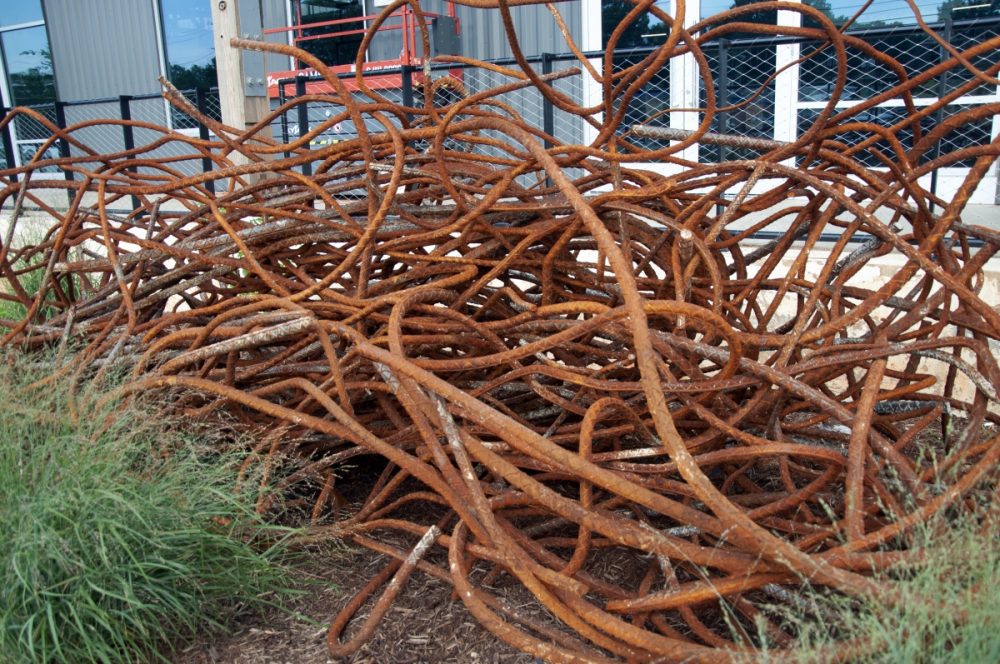 Rebar repurposed for art at Camp North End. Photo: Ely Portillo