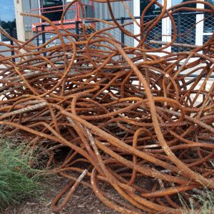 Rebar repurposed for art at Camp North End. Photo: Ely Portillo