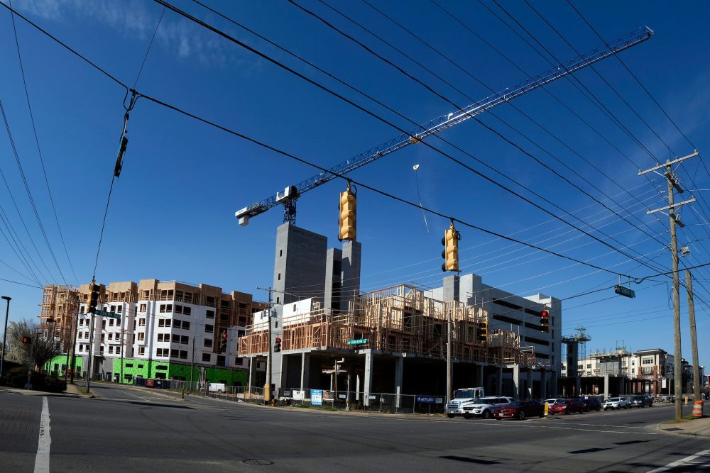 More than 400 apartments and 25,000 square feet of retail are under construction by Lennar at the New Bern Station in South End. The site was home to the Pepsi Bottling Plant from 1938 until its demolition in 2016. Photo: Nancy Pierce