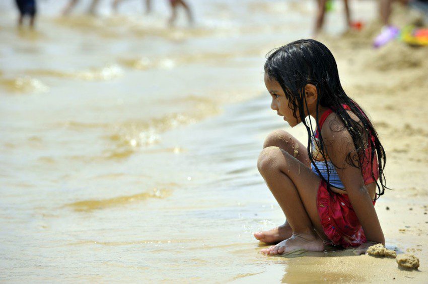 The thrill of lake swimming, at Cane Creek Park in Union County.