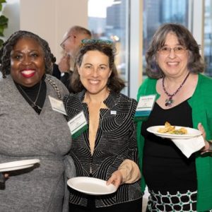 From left to right: Dr. Cheryl Curtis, JCSU; Megan Gallagher, Urban Institute (D.C.), Dr. Adriana Medina, UNC Charlotte. Photo credit: Amy Hart, UNC Charlotte University Communications.