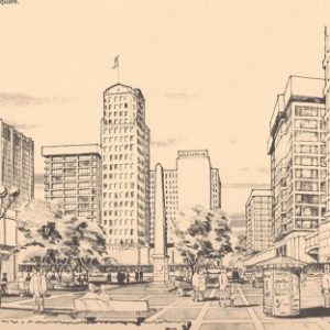 A car-free Independence Square, now called "The Square," depicted in 1966 Central Area Plan.