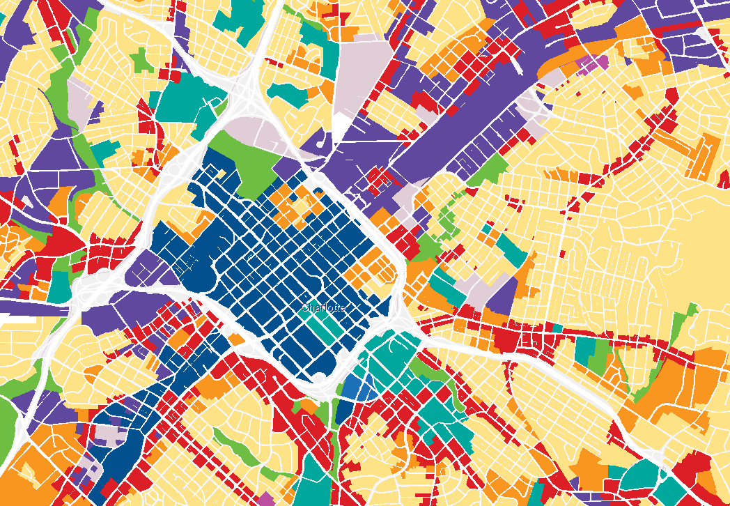 The Existing Place Types Map of Charlotte, NC