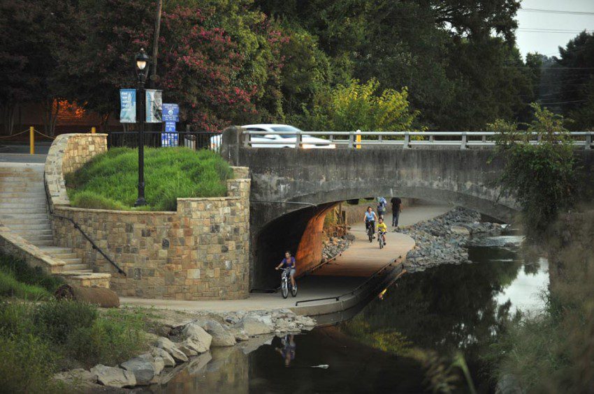 Little Sugar Creek Greenway passing under Morehead Street. Photo: Nancy Pierce 