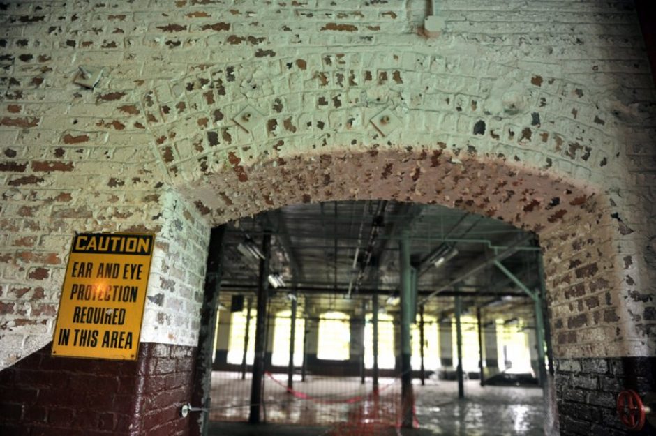 An entry to a residential floor in Loray Mill. Photo: Nancy Pierce