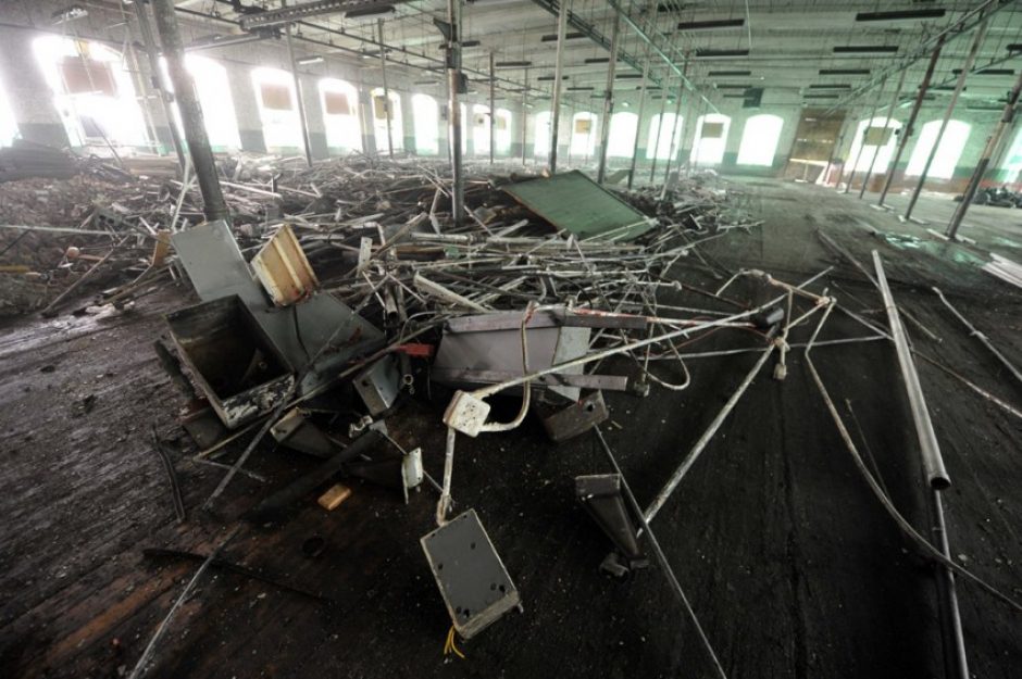 Scrap on a middle residential floor, ready to be hauled away by a recycler. Photo: Nancy Pierce